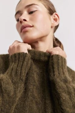 Teddy Mohair Sweater In Olive