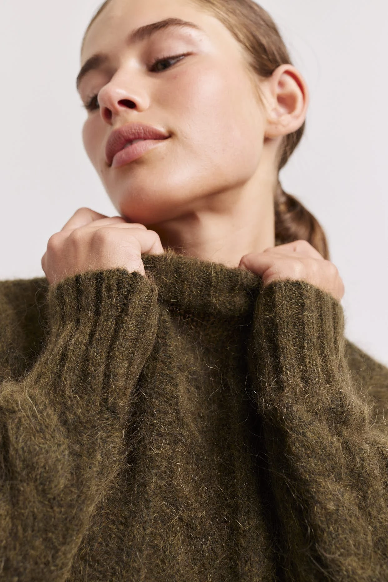 Teddy Mohair Sweater In Olive 1 Teddy Mohair Sweater In Olive