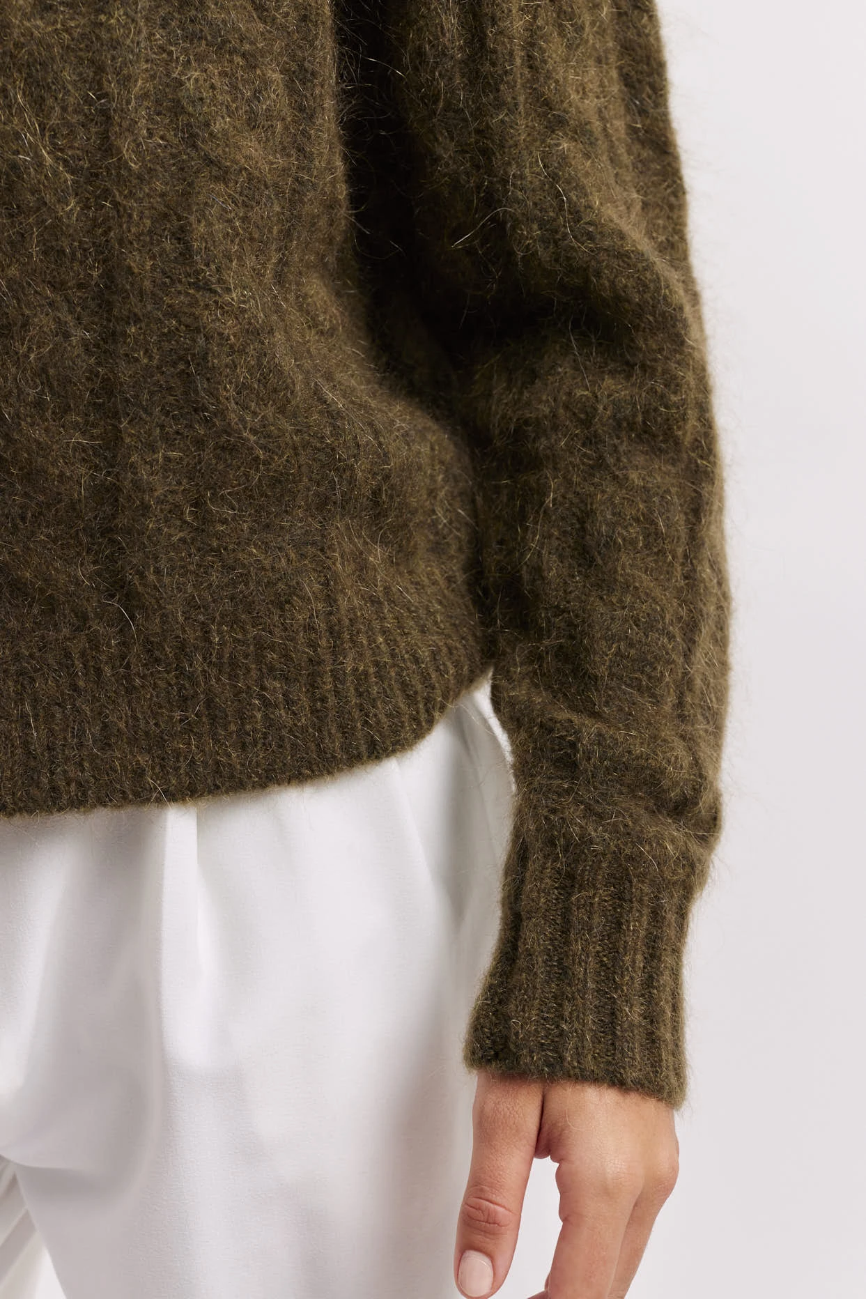 Teddy Mohair Sweater In Olive 4 Teddy Mohair Sweater In Olive - Image 4