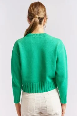 Tootsie Cotton Sweater In Emerald -Deux Amies Shop alessandra cashmere sweater tootsie cotton sweater in emerald 40440515428646