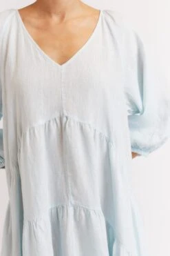 Baroque Linen Dress In Ice Blue 9 Baroque Linen Dress In Ice Blue -Deux Amies Shop alessandra dresses baroque linen dress in ice blue 39872864846118