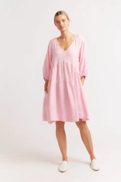 Baroque Linen Dress In Soft Pink 12 Baroque Linen Dress In Soft Pink -Deux Amies Shop alessandra dresses baroque linen dress in soft pink 39872866582822