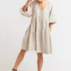Baroque Linen Dress In String