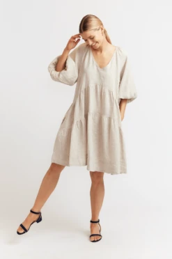 Baroque Linen Dress In String