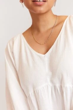 Baroque Linen Dress In White -Deux Amies Shop alessandra dresses baroque linen dress in white 39872867467558