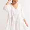 Baroque Linen Dress In White