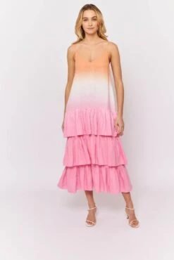 Cancan Dress In Papaya Dip Dye Linen 7 Cancan Dress In Papaya Dip Dye Linen -Deux Amies Shop alessandra dresses cancan dress in papaya dip dye linen 31268175085622