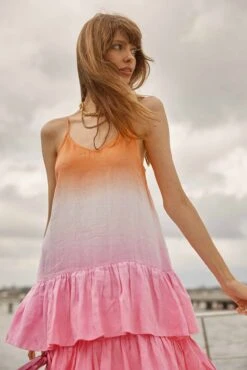 Cancan Dress In Papaya Dip Dye Linen 8 Cancan Dress In Papaya Dip Dye Linen -Deux Amies Shop alessandra dresses cancan dress in papaya dip dye linen 40091150450982