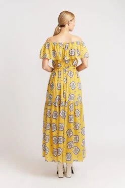 Chacha Dress In Mustard Mosaic -Deux Amies Shop alessandra dresses chacha dress in mustard mozaic 40008088289574