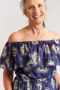 Chacha Dress In Navy Mosaic -Deux Amies Shop alessandra dresses chacha dress in navy mosaic 40008135475494