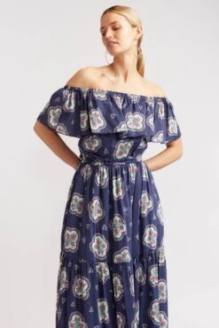 Chacha Dress In Navy Mosaic -Deux Amies Shop alessandra dresses chacha dress in navy mozaic 40008133476646