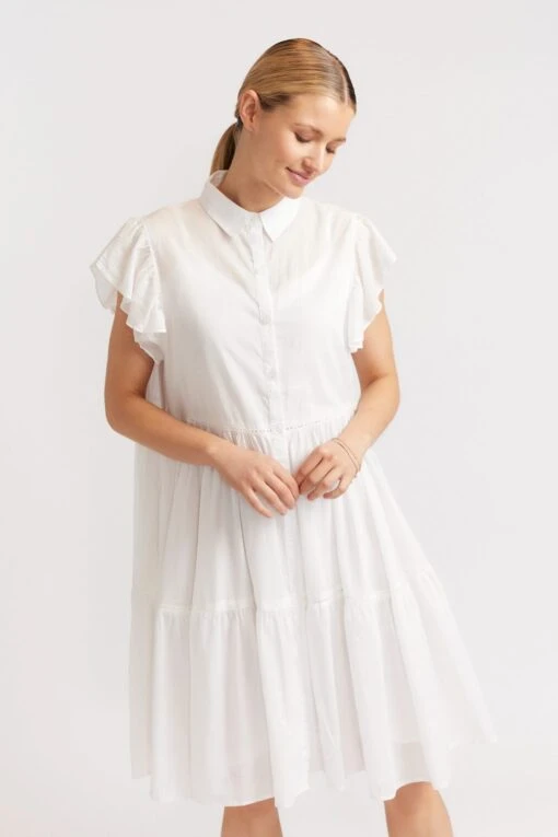 Elle Dress In White Voile -Deux Amies Shop alessandra dresses elle dress in white voile 39881325707558