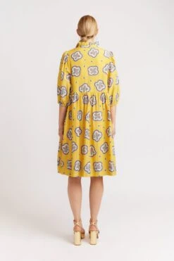 Lume Dress In Mustard Mosaic -Deux Amies Shop alessandra dresses lume dress in mustard mosaic 40008229355814