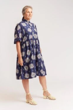 Lume Dress In Navy Mosaic -Deux Amies Shop alessandra dresses lume dress in navy mosaic 40008212676902