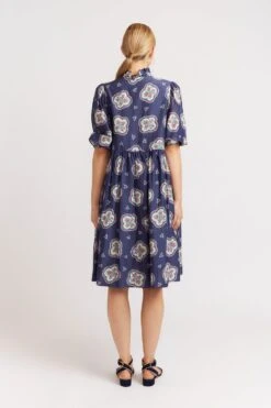 Lume Dress In Navy Mosaic -Deux Amies Shop alessandra dresses lume dress in navy mosaic 40008213823782