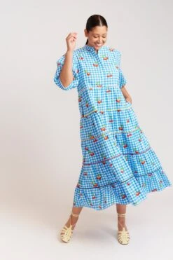 Martina Dress In Blue Cherry -Deux Amies Shop alessandra dresses martina dress in blue cherry 39881650340134