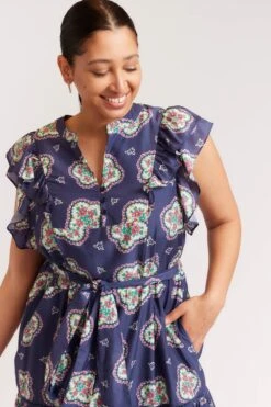 Mayfair Dress In Navy Mosaic 14 Mayfair Dress In Navy Mosaic -Deux Amies Shop alessandra dresses mayfair dress in navy mosaic 40008995078438