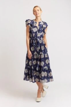Mayfair Dress In Navy Mosaic