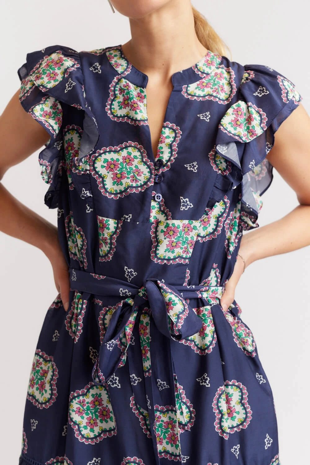 Mayfair Dress In Navy Mosaic 3 Mayfair Dress In Navy Mosaic - Image 3