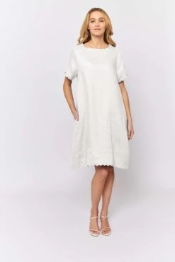 Mod Dress In White Linen