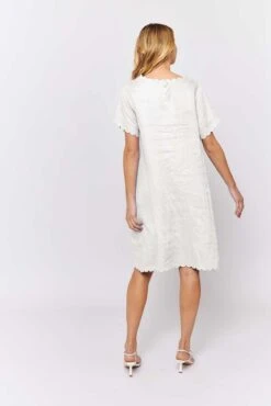 Mod Dress In White Linen -Deux Amies Shop alessandra dresses mod dress in white linen 31673645137974