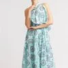 Olympia Dress In Pale Blue Mosaic