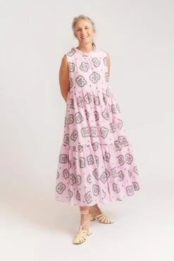 Portofino Dress In Pale Pink Mosaic -Deux Amies Shop alessandra dresses portofino dress in pale pink mosaic 40010153787686