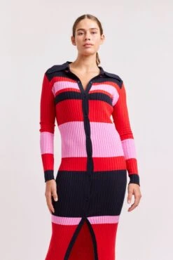 Shelby Cotton Cashmere Dress In Fire Red -Deux Amies Shop alessandra dresses shelby cotton cashmere dress in fire red 41477560992038