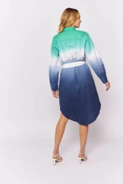 Shirtmaker Dress In Navy Dip Dye Linen -Deux Amies Shop alessandra dresses shirtmaker dress in navy dip dye linen 31237786271798