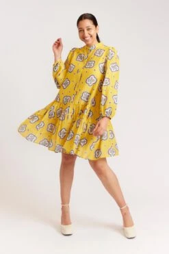 Stevie Dress In Mustard Mosaic -Deux Amies Shop alessandra dresses stevie dress in mustard mosaic 40010186817830