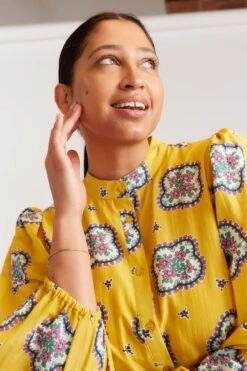 Stevie Dress In Mustard Mosaic -Deux Amies Shop alessandra dresses stevie dress in mustard mosaic 40010186916134