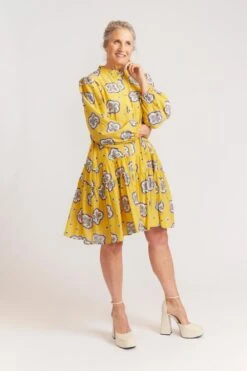 Stevie Dress In Mustard Mosaic -Deux Amies Shop alessandra dresses stevie dress in mustard mosaic 40010375463206