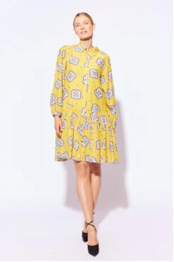 Stevie Dress In Mustard Mosaic