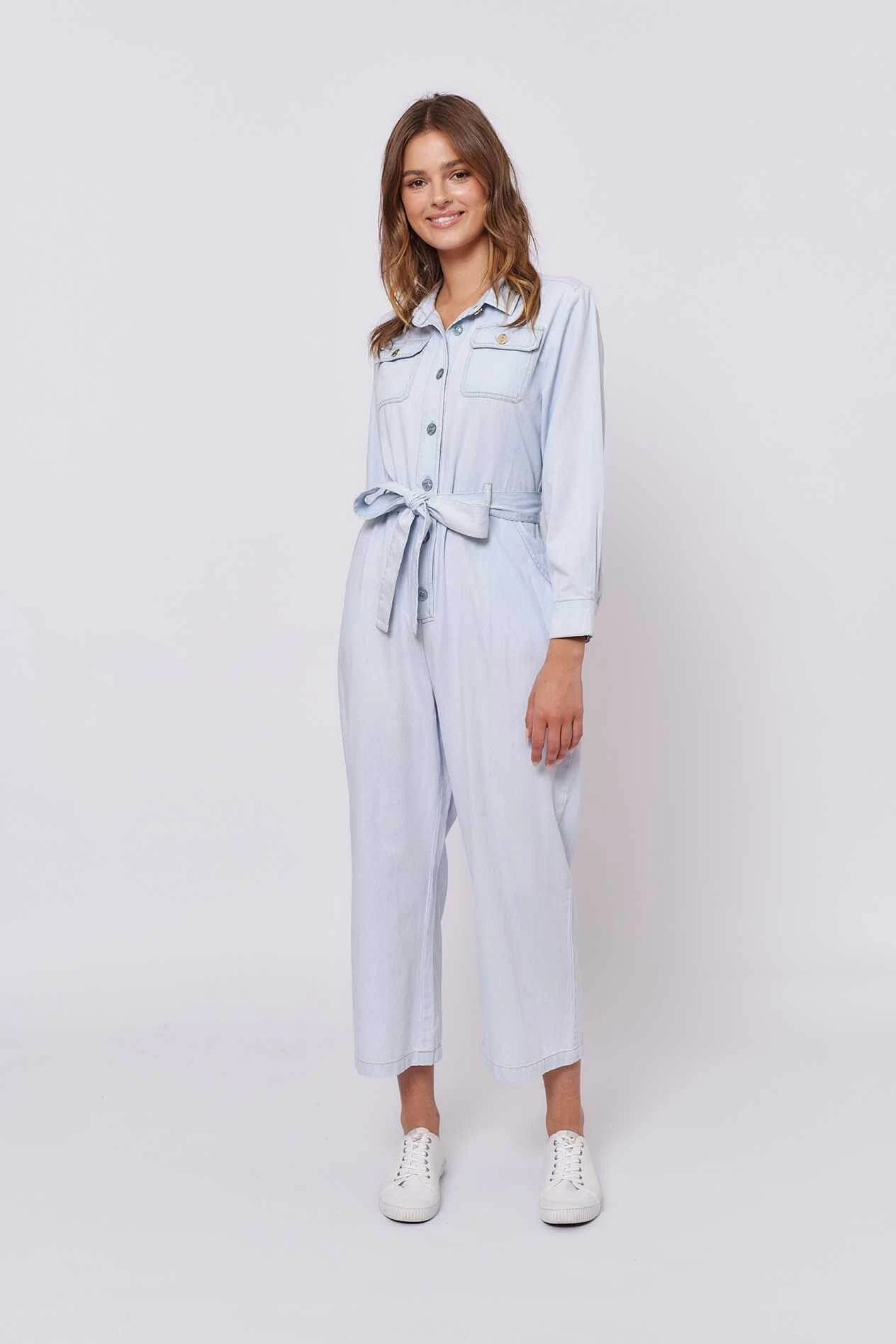 Aviator Jumpsuit In Pale Blue Denim 1 Aviator Jumpsuit In Pale Blue Denim