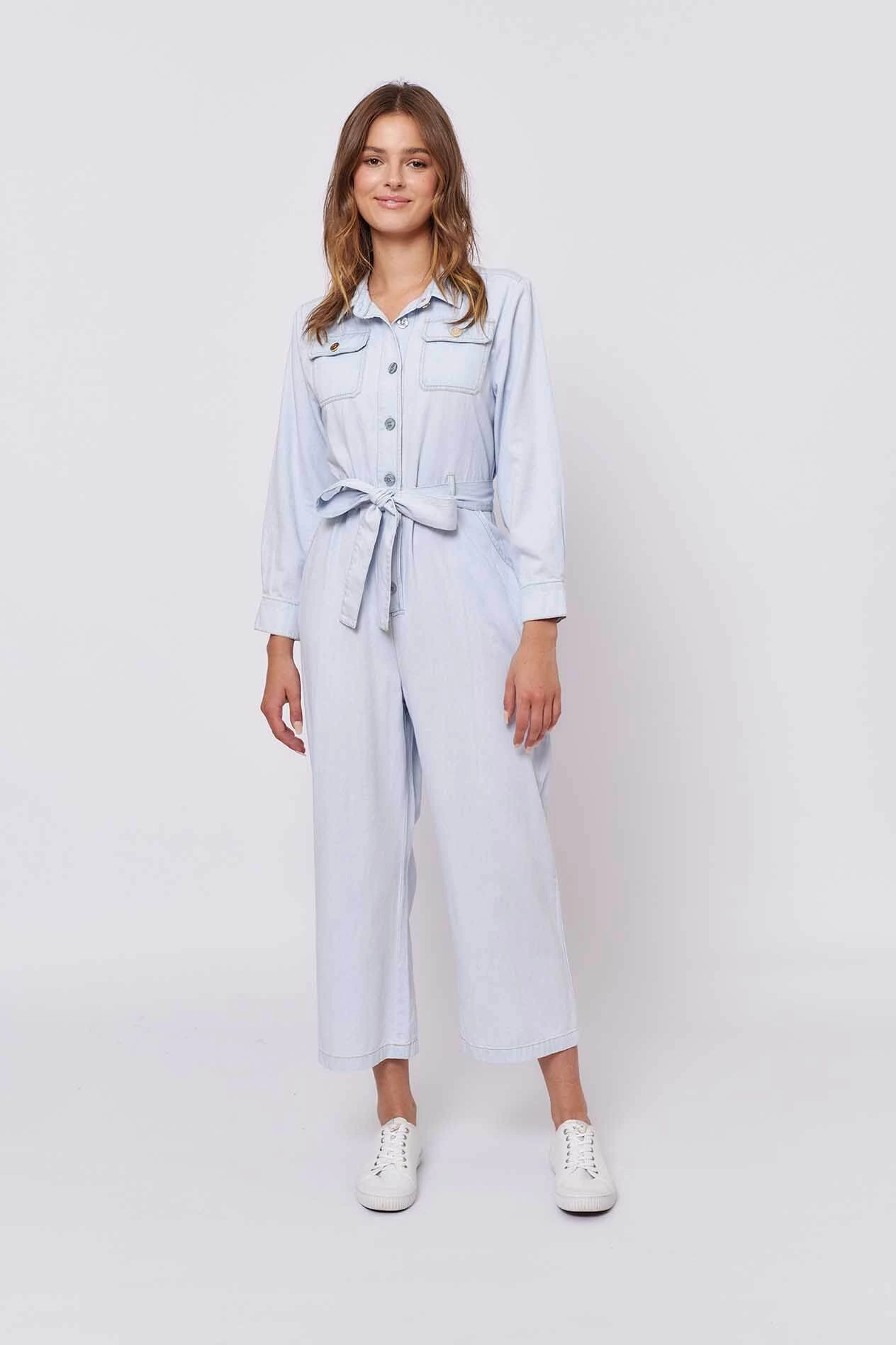 Aviator Jumpsuit In Pale Blue Denim 2 Aviator Jumpsuit In Pale Blue Denim - Image 2