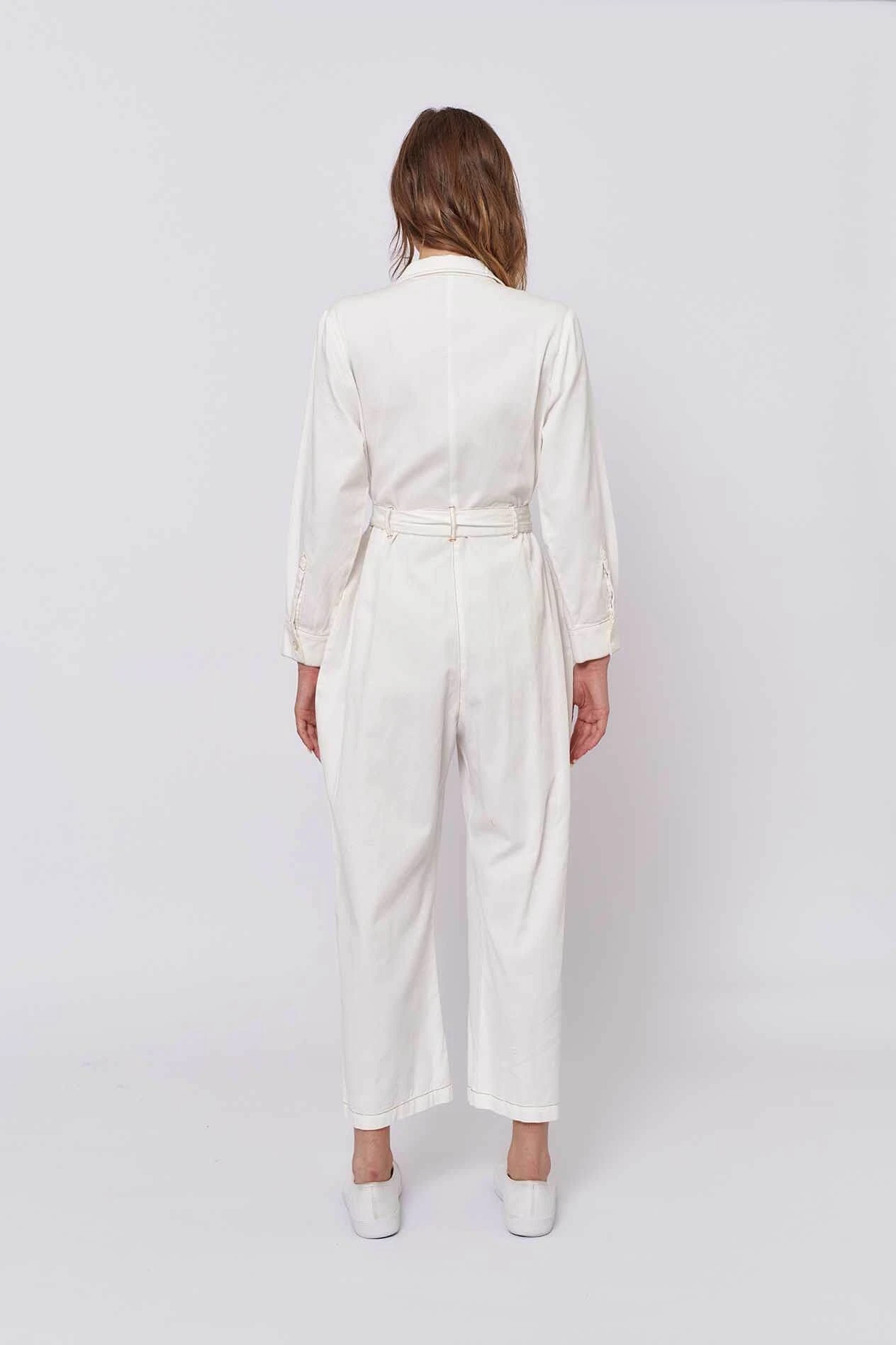 Aviator Jumpsuit In White Denim 4 Aviator Jumpsuit In White Denim - Image 4