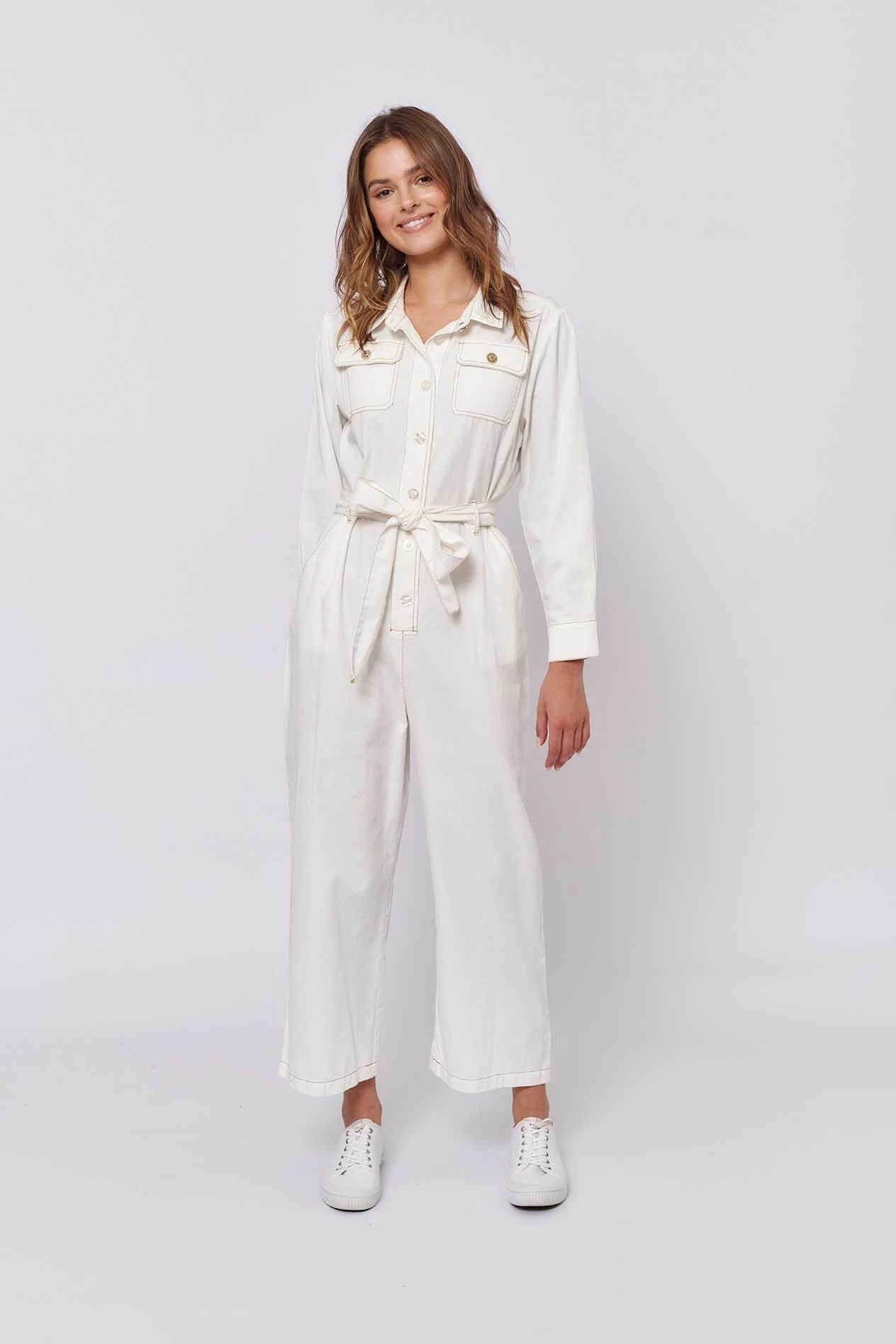 Aviator Jumpsuit In White Denim 2 Aviator Jumpsuit In White Denim - Image 2