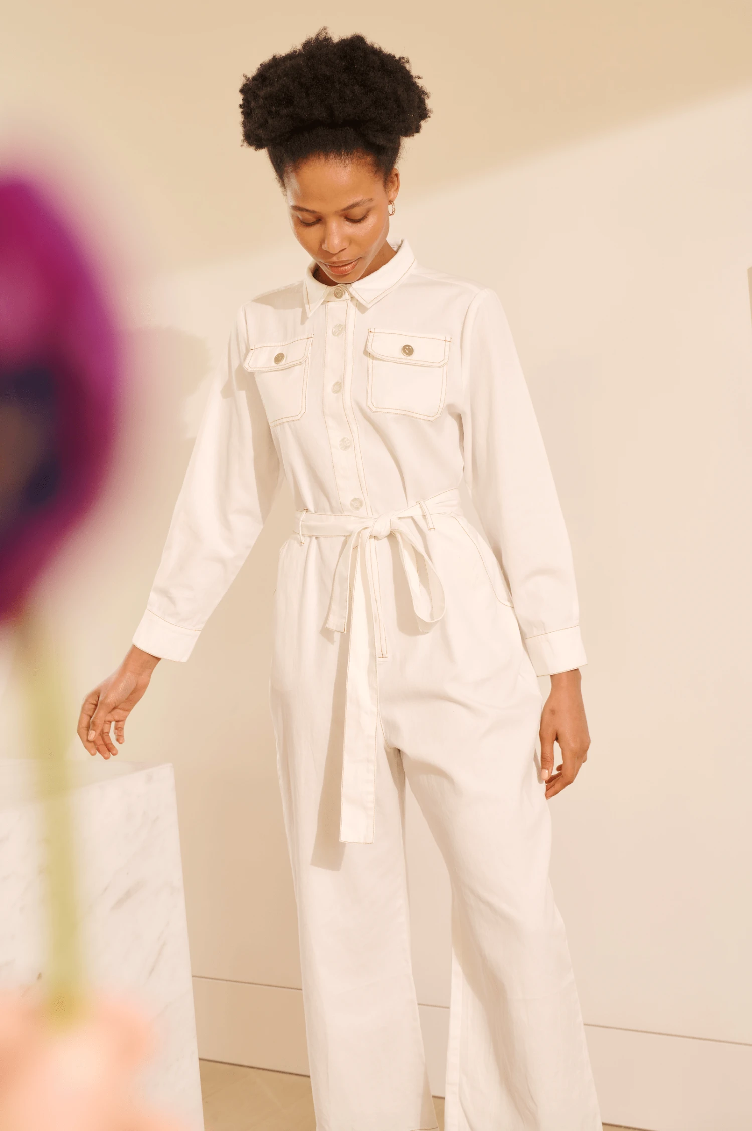 Aviator Jumpsuit In White Denim 5 Aviator Jumpsuit In White Denim - Image 5