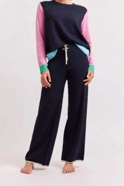 Eton Cotton Cashmere Pant In Navy/Vellum -Deux Amies Shop alessandra pants eton cotton cashmere pant in navy vellum 41322434036006