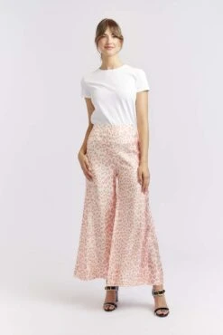 Flattering Silk Pant In Pink Animal -Deux Amies Shop alessandra pants flattering silk pant in pink animal 40718951907622