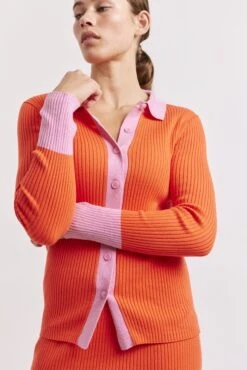 Lottie Cotton Cashmere Top In Flame Lily -Deux Amies Shop alessandra shirts lottie cotton cashmere top in flame lily 41477458002214