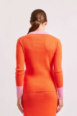 Lottie Cotton Cashmere Top In Flame Lily -Deux Amies Shop alessandra shirts lottie cotton cashmere top in flame lily 41477466554662