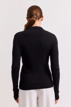 Lucy Cotton Cashmere Top In Blacklead -Deux Amies Shop alessandra shirts lucy cotton cashmere top in blacklead 41477534777638