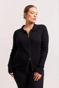 Lucy Cotton Cashmere Top In Blacklead -Deux Amies Shop alessandra shirts lucy cotton cashmere top in blacklead 41477543887142