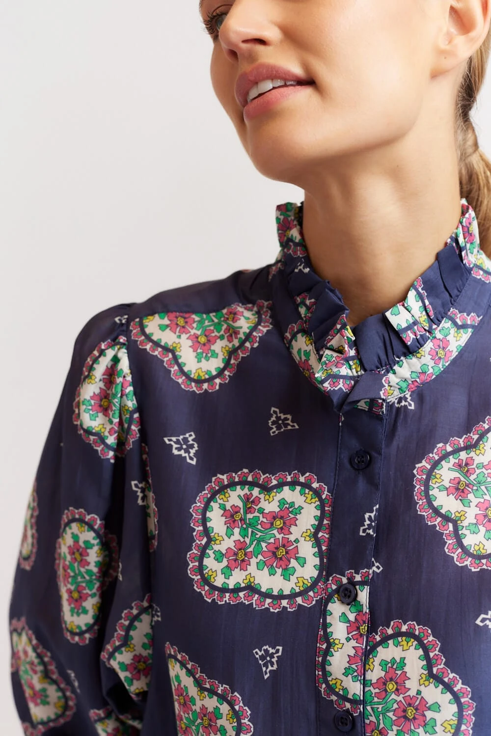 Lume Shirt In Navy Mosaic 5 Lume Shirt In Navy Mosaic - Image 5