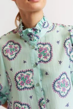 Lume Shirt In Pale Blue Mosaic -Deux Amies Shop alessandra shirts lume shirt in pale blue mosaic 40008962801958