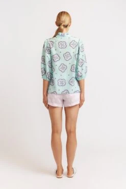 Lume Shirt In Pale Blue Mosaic -Deux Amies Shop alessandra shirts lume shirt in pale blue mosaic 40008963031334