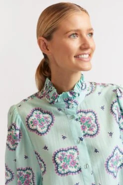 Lume Shirt In Pale Blue Mosaic -Deux Amies Shop alessandra shirts lume shirt in pale blue mosaic 40008963096870