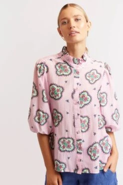 Lume Shirt In Pale Pink Mosaic -Deux Amies Shop alessandra shirts lume shirt in pale pink mosaic 40008964014374