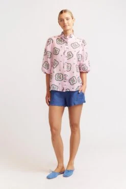 Lume Shirt In Pale Pink Mosaic -Deux Amies Shop alessandra shirts lume shirt in pale pink mosaic 40008964047142